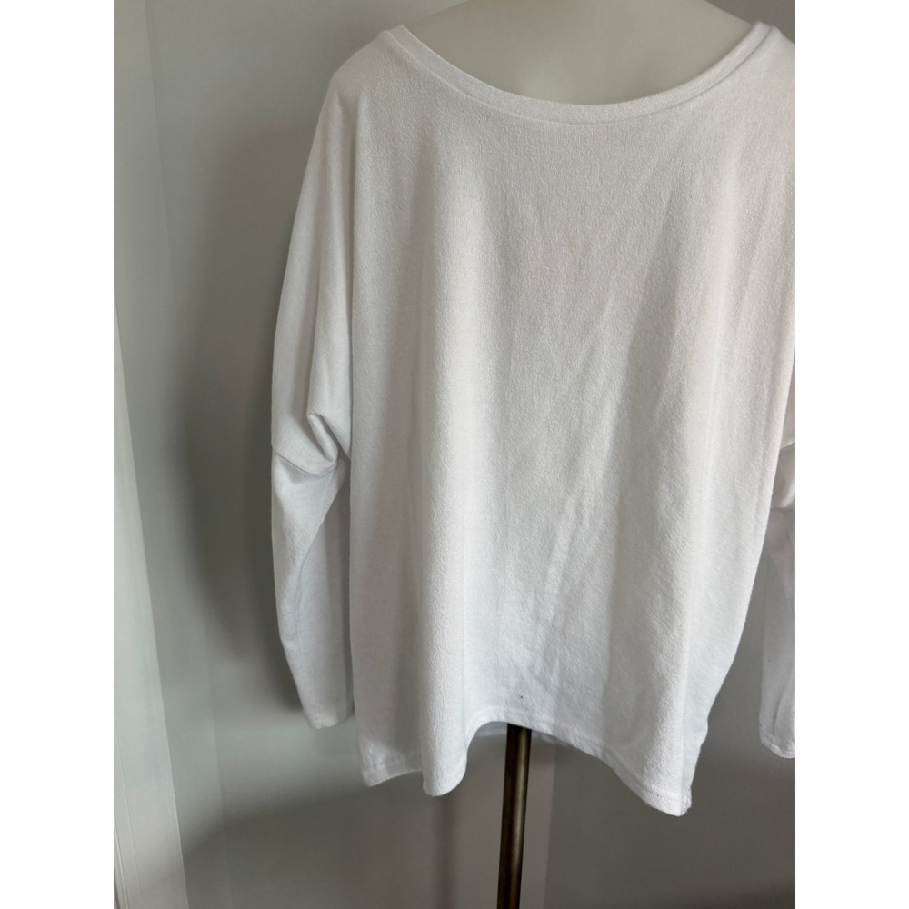 UGET Womens White Oversized High Low Long Sleeve Knit Top Scoop Neck Medium - Picture 3 of 8